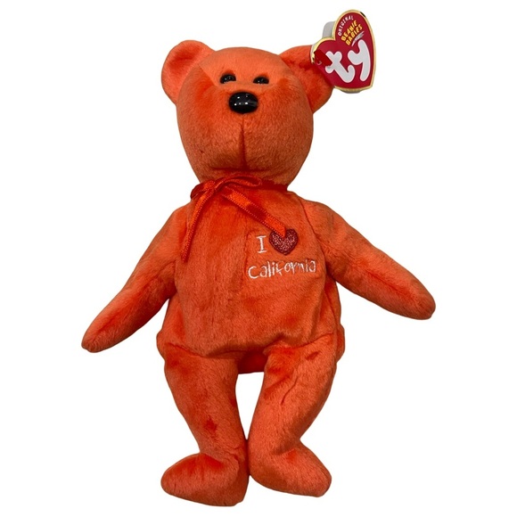 TY Beanie Babies I LOVE CALIFORNIA Orange Bear w/ Original Tags 2004 Baby - Picture 2 of 7